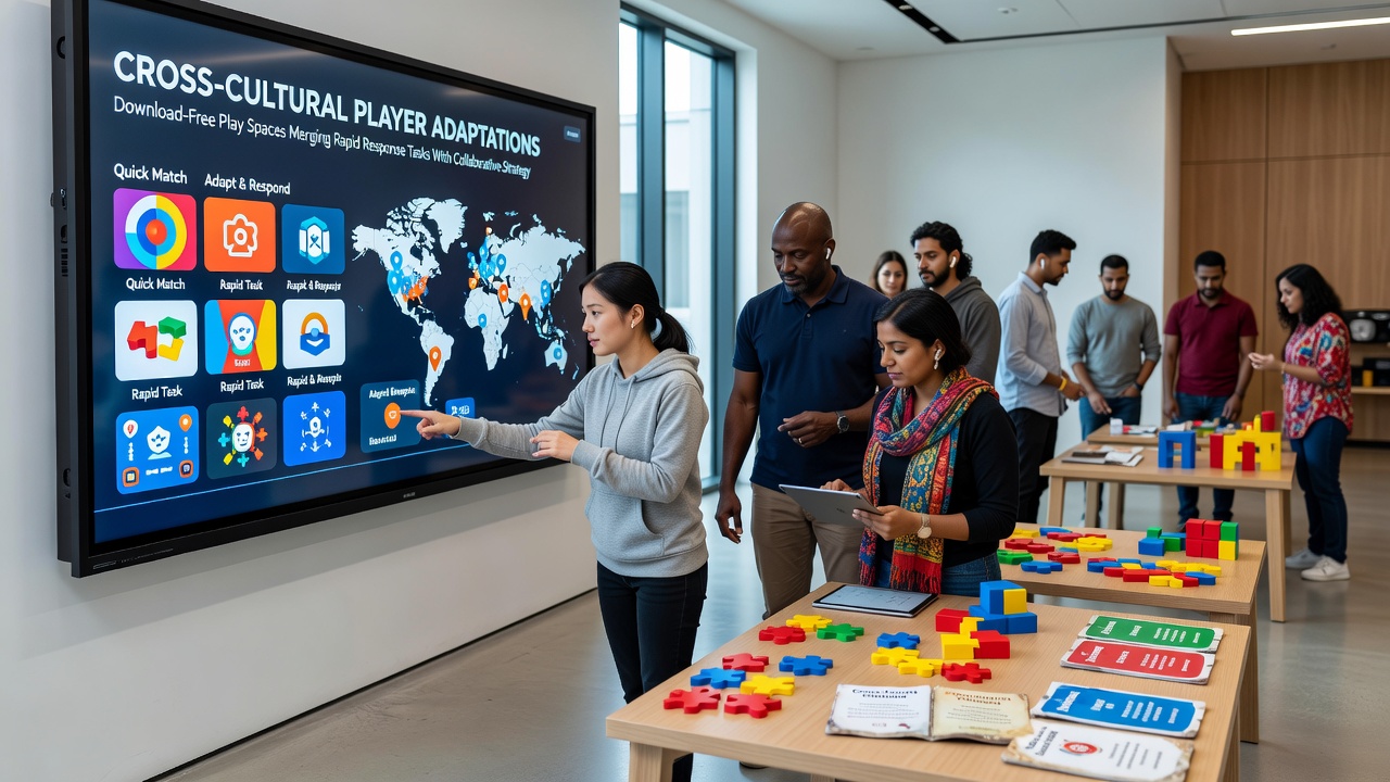 Diverse group of students using shared browser interfaces to balance quick reaction challenges with team-based exploration tasks in an after-school setting