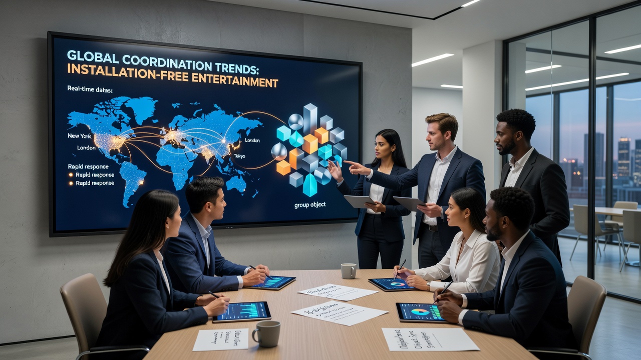 Distributed players managing rapid response actions alongside shared strategic goals in web entertainment