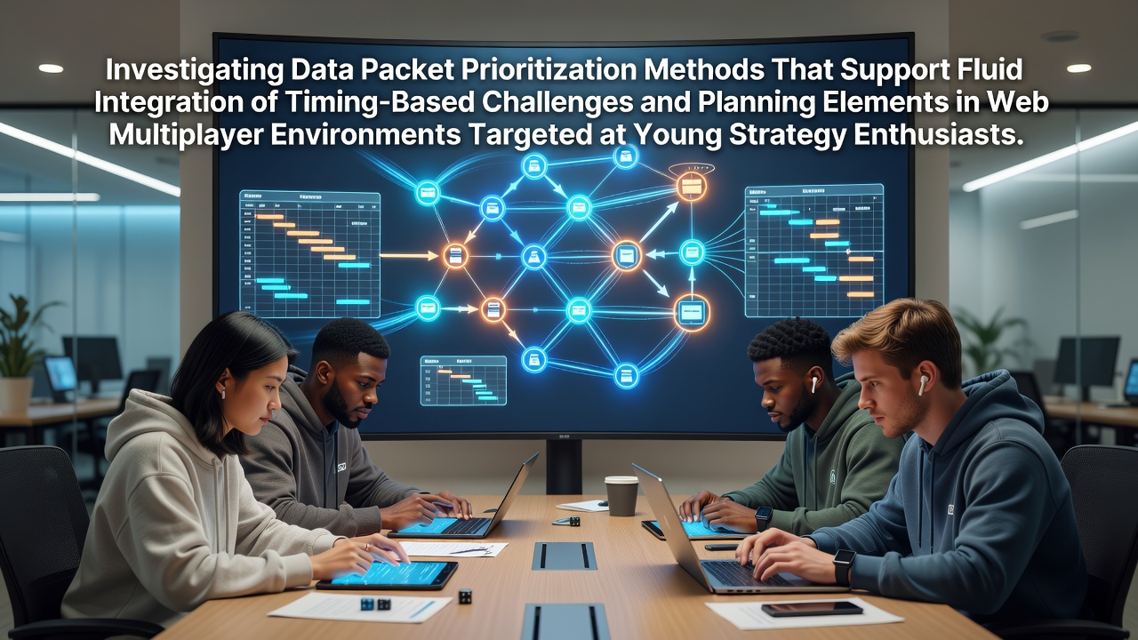 Network diagram showing data packet flow in a web-based multiplayer strategy game interface for young players